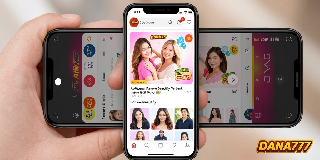 Antarmuka DANA777 menampilkan fitur Kamera Beautify yang menarik.