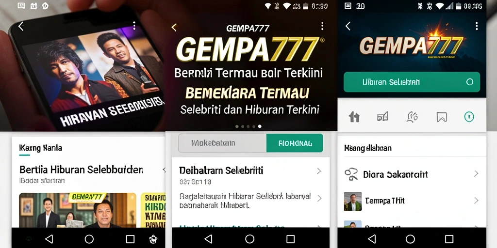 Antarmuka GEMPA777 yang menarik dan mudah digunakan untuk berita hiburan.