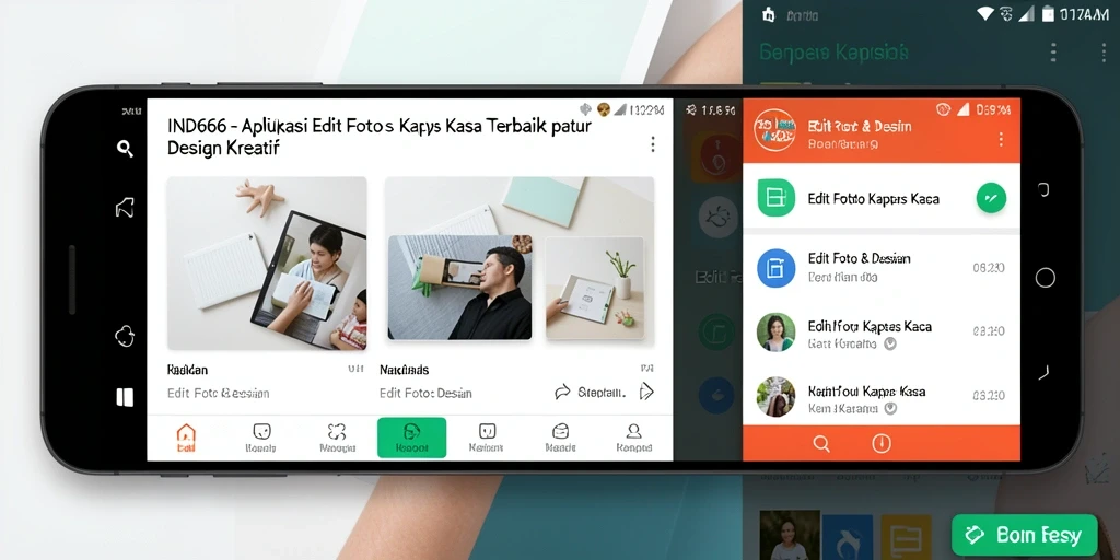 Antarmuka aplikasi IND666 dengan efek Edit Foto Kertas Kaca yang menarik.