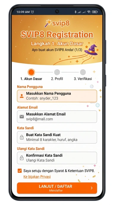 Cara Mudah Registrasi Akun svip8 untuk Pengguna Android