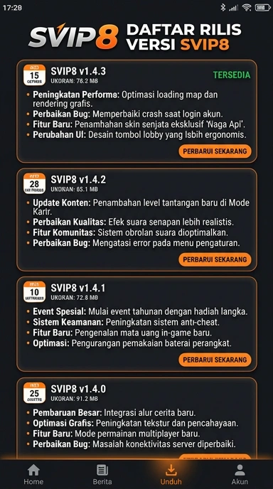 Riwayat Versi svip8 untuk Pengguna Android